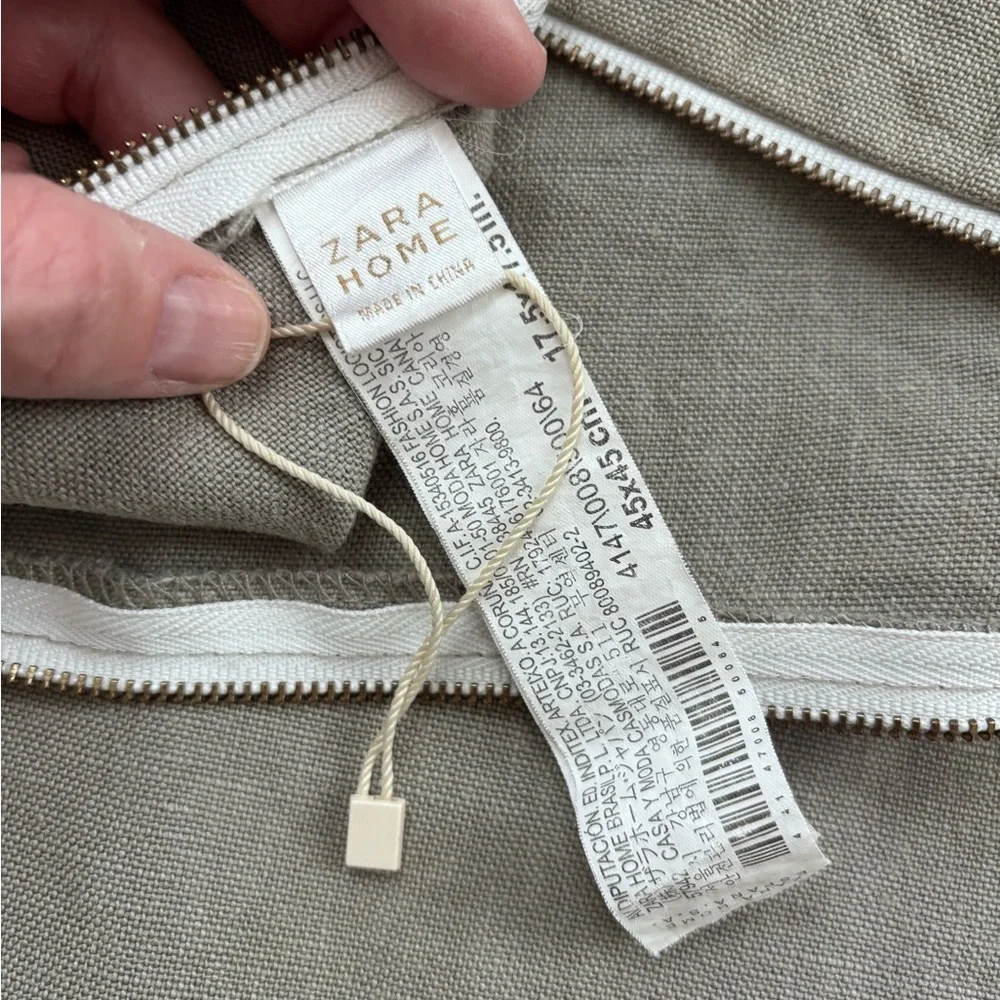 Zara Home Washed Linen Pillow Cover 17.5” Square Neutral Natural Linen
